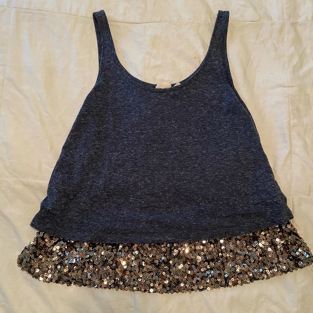 Navy Blue w/ Gold Sequin Detail Tank